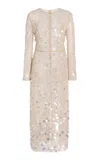 Carolina Herrera Paillette-embellished Midi Dress In Nude