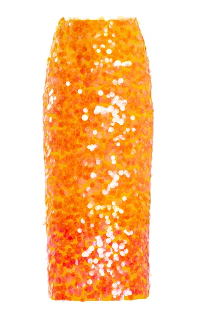 CAROLINA HERRERA PAILLETTE-EMBELLISHED MIDI SKIRT