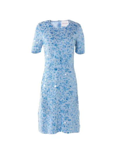 Carolina Herrera Paillette-embellished Mini Dress In Blue