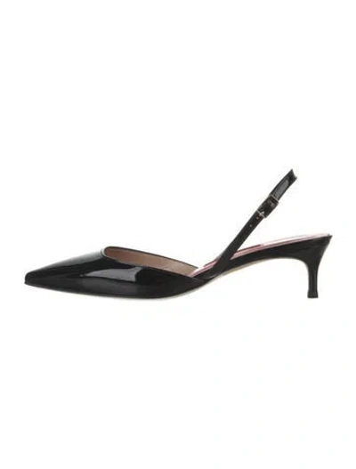 Pre-owned Carolina Herrera Patent Leather Slingback Pumps W/ Tags In Black
