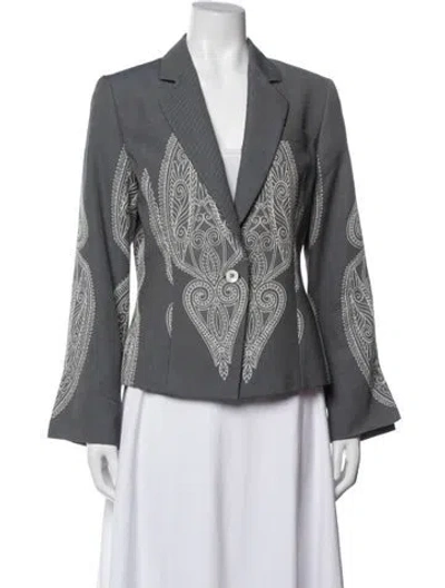 Pre-owned Carolina Herrera Patterned Blazer In Grey