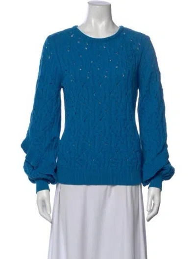 Pre-owned Carolina Herrera Patterned Crew Neck Sweater In Blue
