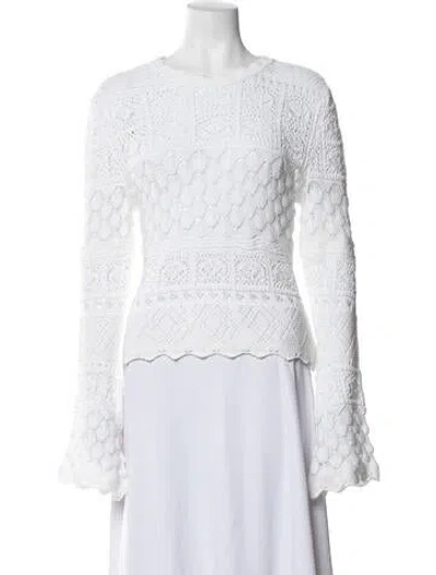 Pre-owned Carolina Herrera Patterned Crew Neck Sweater In White