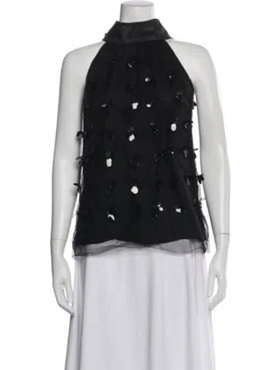 Pre-owned Carolina Herrera Patterned Halterneck Top In Gray