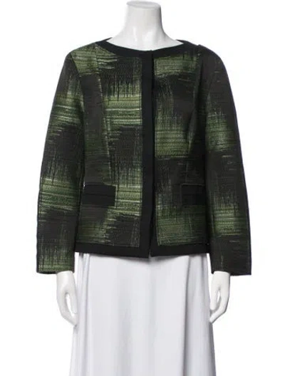 Pre-owned Carolina Herrera Patterned Jacket In Green