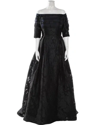 Pre-owned Carolina Herrera Patterned Long Dress In Black