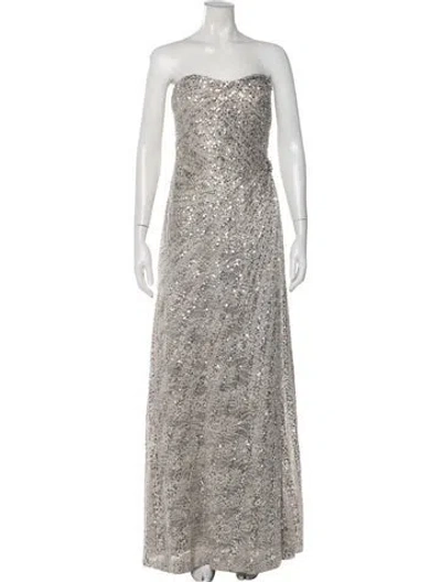 Pre-owned Carolina Herrera Patterned Long Dress In Gray