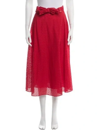 Pre-owned Carolina Herrera Patterned Long Skirt W/ Tags In Red