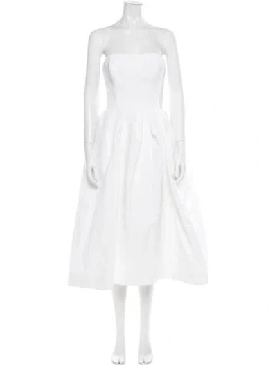 Pre-owned Carolina Herrera Patterned Midi Length Dress W/ Tags In White