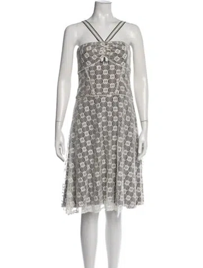 Pre-owned Carolina Herrera Patterned Midi Length Dress In White