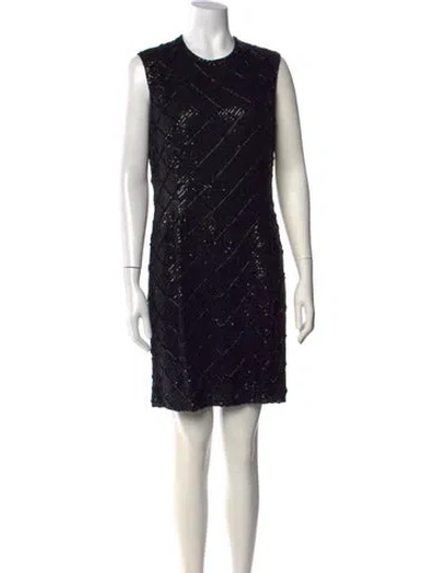 Pre-owned Carolina Herrera Patterned Mini Dress In Black