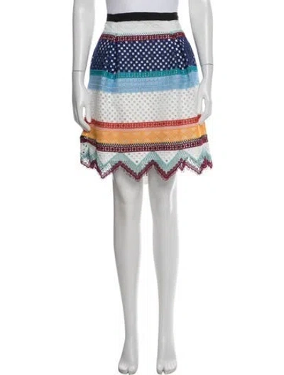 Pre-owned Carolina Herrera Patterned Mini Skirt W/ Tags In Blue