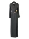 Carolina Herrera Peak-lapel Pinstripe Coat In Gray