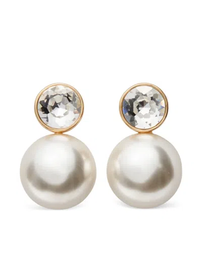 Carolina Herrera Pearl Drop Earrings In Gold
