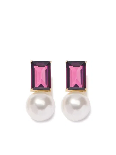 Carolina Herrera Pearl-embellished Earrings In Purple