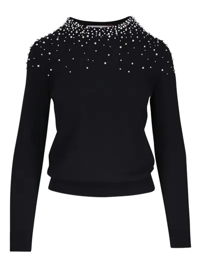 Carolina Herrera Pearl-embellished Sweater In Black