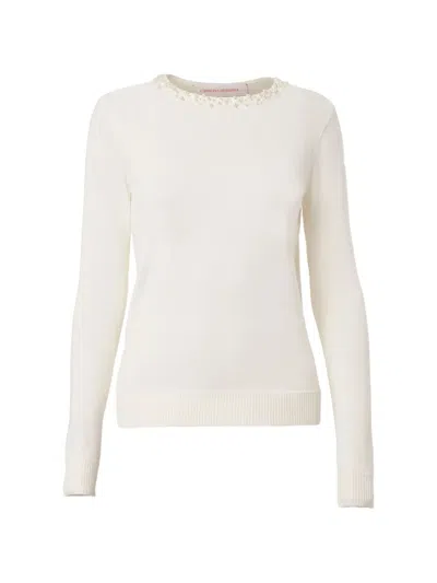 Carolina Herrera Pearl-embroidered Long-sleeve Sweater In White