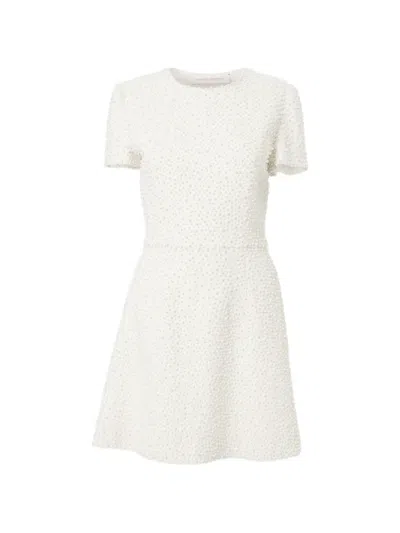 Carolina Herrera Pearly Embellished Short-sleeve Mini Dress In White