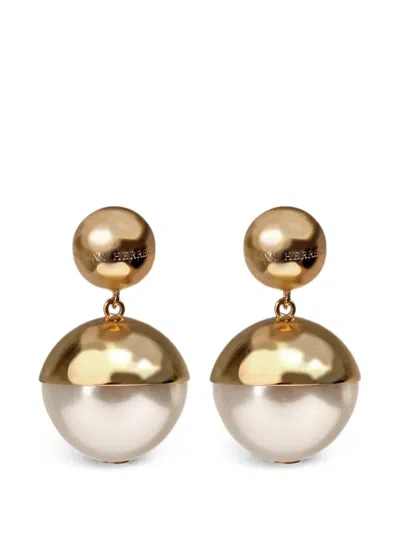Carolina Herrera Pearl-drop Earrings In Gold