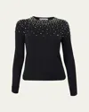 Carolina Herrera Pearly Collar Silk-cotton Sweater In Multi