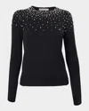 Carolina Herrera Pearly Collar Silk-cotton Sweater In Multi