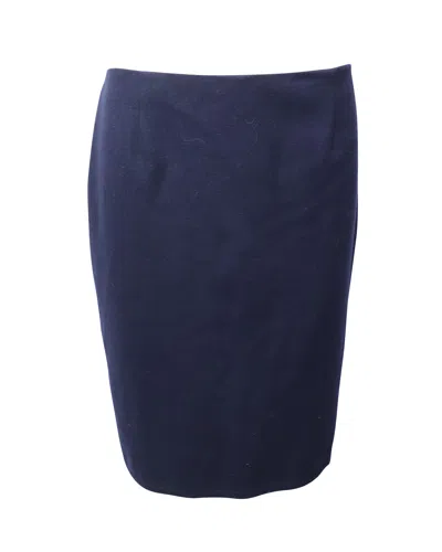 Carolina Herrera Pencil Midi Skirt In Blue Wool