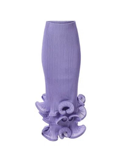 Carolina Herrera Pencil Skirt With Ruffled Hem In Purple
