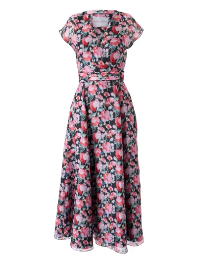 CAROLINA HERRERA PEONY-PRINT MIDI DRESS
