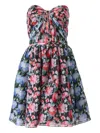Carolina Herrera Gathered Sweetheart Strapless Silk Crepe Minidress In Multi