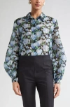 Carolina Herrera Floral Silk Puff-sleeve Button-down Shirt