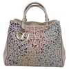 Carolina Herrera Perforated Butterfly Detail Handbag In Multicolor Leather In Multi
