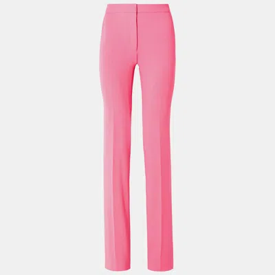 Pre-owned Carolina Herrera Pink Wool Straight Leg Pants L (us 10)