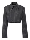 Carolina Herrera Pinstripe Double-breasted Jacket In Gray