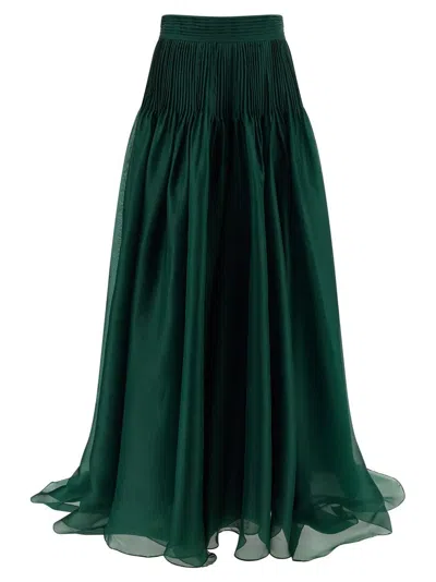 Carolina Herrera 'pintucked Organza' Skirt In Green