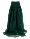 Carolina Herrera Pintucked Organza Skirt In Green