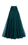 Carolina Herrera Pintucked Silk Maxi Skirt In Dark Green