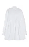 Carolina Herrera Pintucked Wool Shirt In White