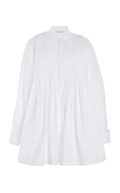 Carolina Herrera Pintucked Wool Shirt In White