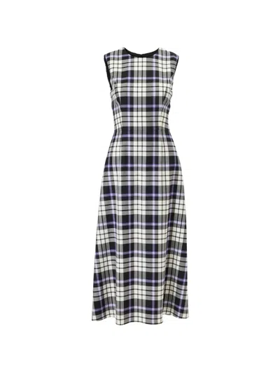 Carolina Herrera Plaid A-line Midi Dress In Blue