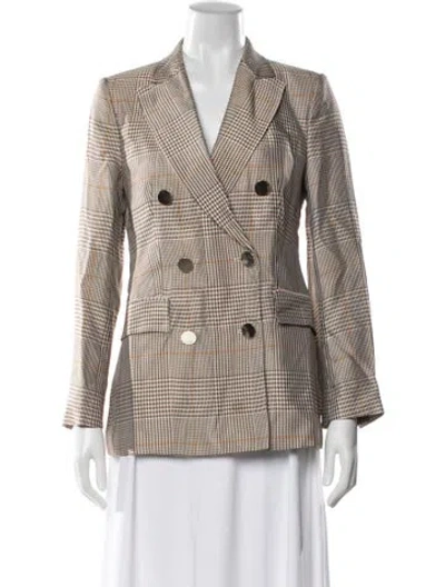 Pre-owned Carolina Herrera Plaid Print Blazer In Brown