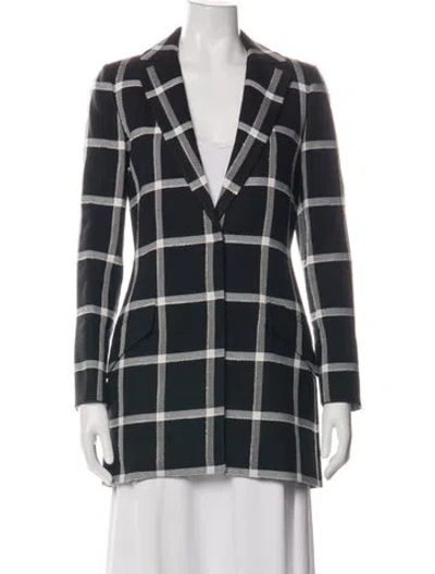 Pre-owned Carolina Herrera Plaid Print Coat In Black