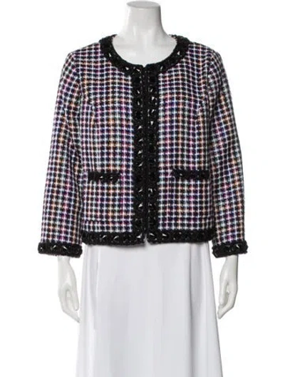 Pre-owned Carolina Herrera Plaid Print Evening Jacket In Black