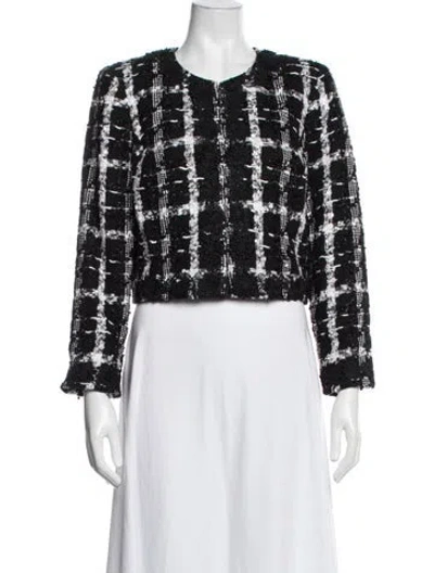 Pre-owned Carolina Herrera Plaid Print Jacket In Black