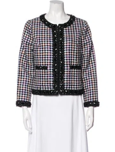 Pre-owned Carolina Herrera Plaid Print Jacket W/ Tags In Black