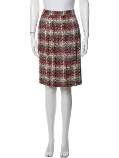 Pre-owned Carolina Herrera Plaid Print Knee-length Skirt In Red