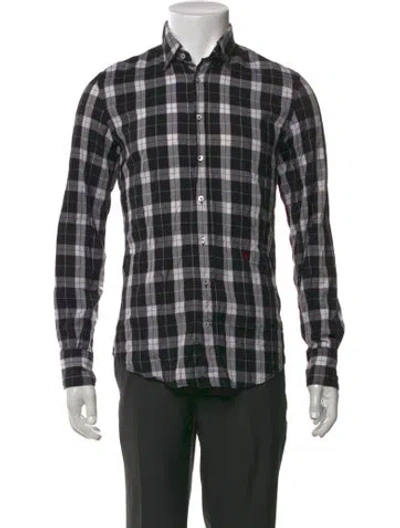 Pre-owned Carolina Herrera Plaid Print Long Sleeve Dress Shirt In Green