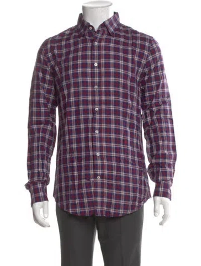 Pre-owned Carolina Herrera Plaid Print Long Sleeve Shirt In Red