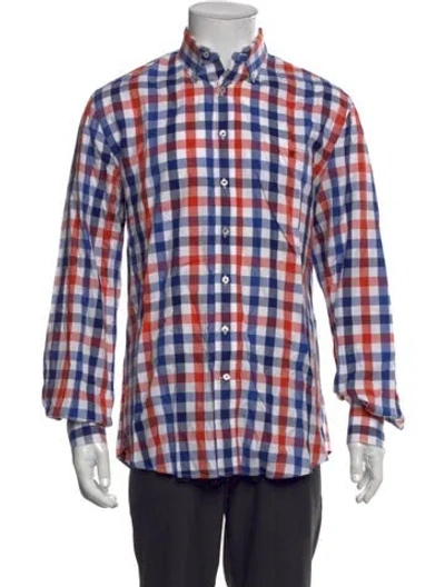 Pre-owned Carolina Herrera Plaid Print Long Sleeve Shirt In White