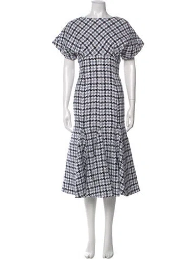 Pre-owned Carolina Herrera Plaid Print Midi Length Dress In Blue