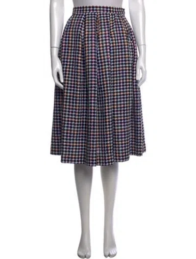Pre-owned Carolina Herrera Plaid Print Midi Length Skirt W/ Tags In Black